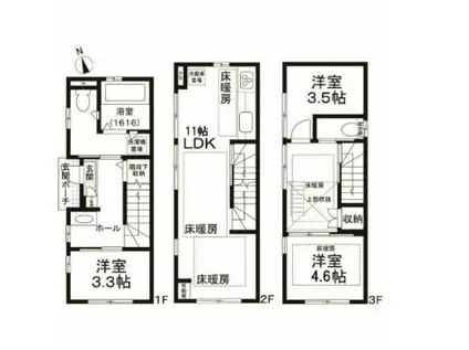 牡丹1丁目戸建1(3LDK)の間取り写真