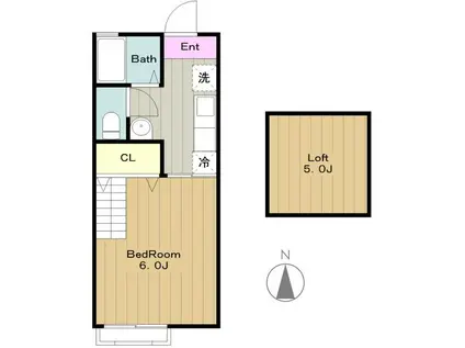 美里ハウスせいせき(1K/2階)の間取り写真