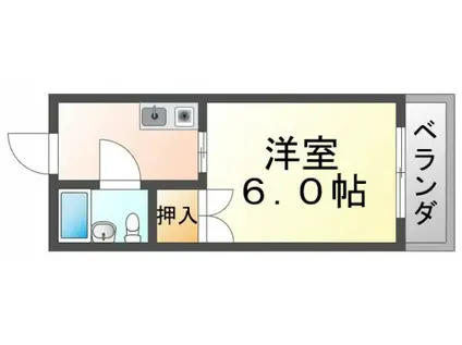 ゼウス千里山(1K/4階)の間取り写真