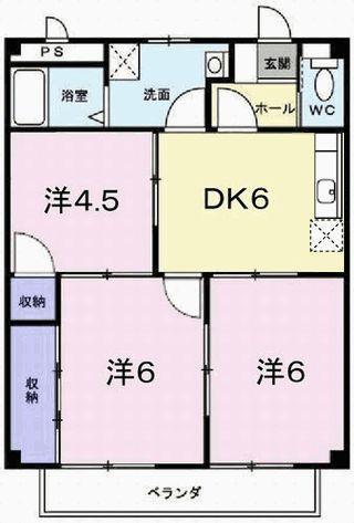 プラザ亀山(3DK/2階)の間取り写真