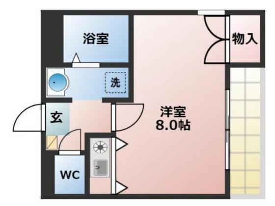 ピラミドI(ワンルーム/4階)の間取り写真