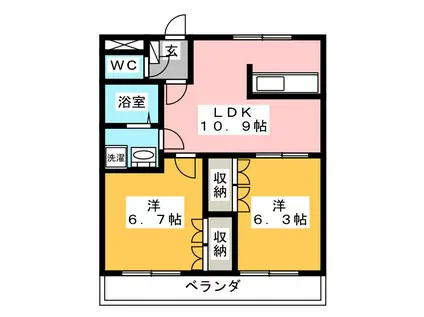シャルム藤(2LDK/1階)の間取り写真