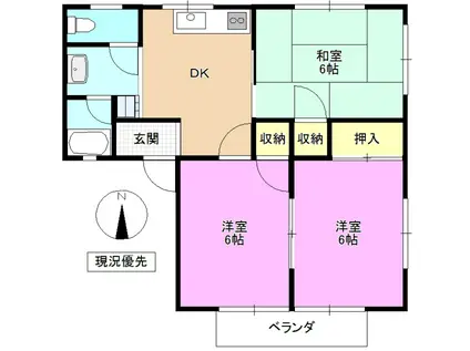 コーポラスター A棟(3DK/1階)の間取り写真