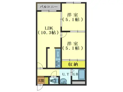 ル・ノール人見町(2LDK/1階)の間取り写真