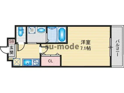 AILE南茨木(1K/1階)の間取り写真