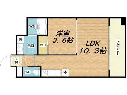 プレジオ弁天町EURO(1LDK/3階)の間取り写真