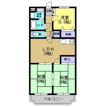 プレステージオガタマ(3DK/2階)の間取り写真