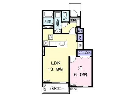 カサ カンパーナII(1LDK/1階)の間取り写真