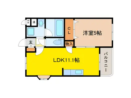 八乙女中央壱番館(1LDK/4階)の間取り写真