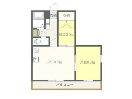 ゴールドレジデンスヒルトップ(1LDK/3階)の間取り写真