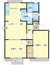 タウニィ西新在家(2LDK/2階)の間取り写真