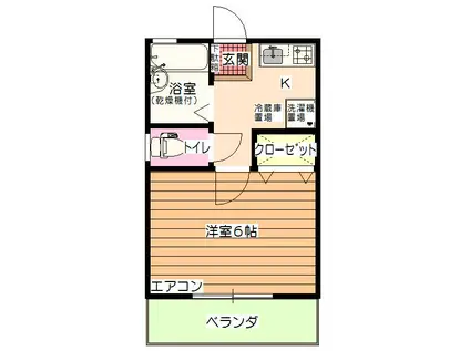 フラットK(1K/1階)の間取り写真