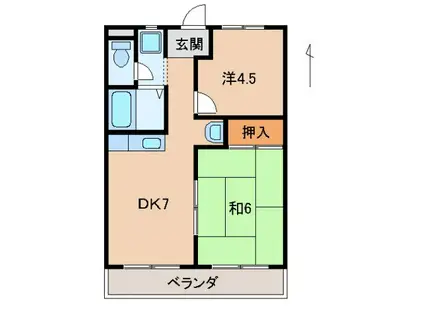 メゾンヨクナァール(2DK/2階)の間取り写真