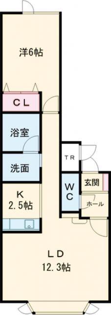トレニア(1LDK/1階)の間取り写真