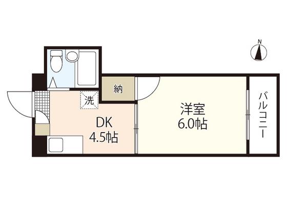 中高下ビル(1DK/4階)の間取り写真