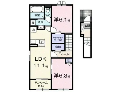 ホップIV(2LDK/2階)の間取り写真