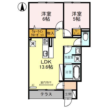 ファミールD希III(2LDK/1階)の間取り写真