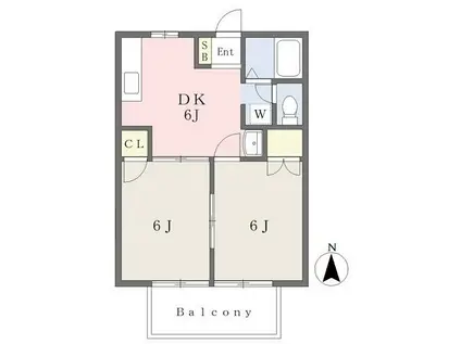 クボタハイツI(2DK/2階)の間取り写真