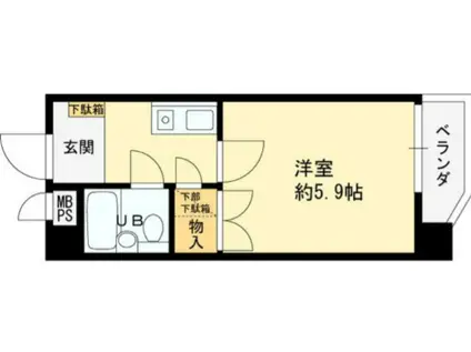 ライオンズマンション六甲道(1K/3階)の間取り写真