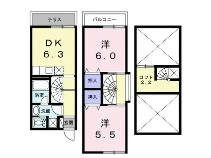 AGREEABLE大栄(2DK/1階)の間取り写真
