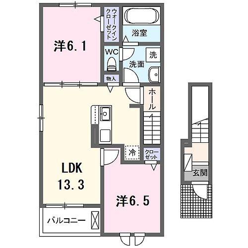 TORTUE B(2LDK/2階)の間取り写真