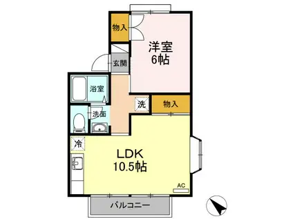 ルマージュ B(1LDK/2階)の間取り写真