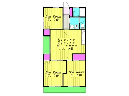 竹ノ郷マンション(3LDK/1階)の間取り写真