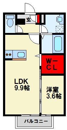 トレス上の原館(1LDK/2階)の間取り写真