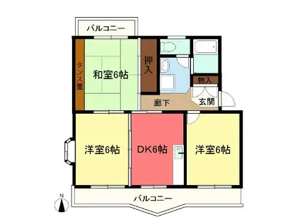 クレールドミール土屋(3DK/2階)の間取り写真