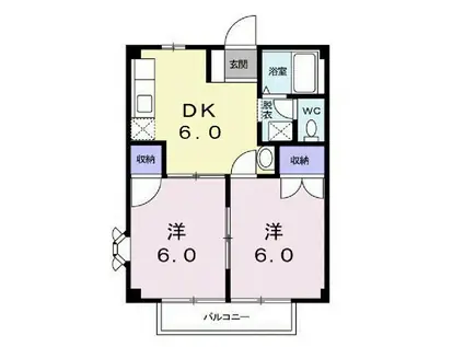 コーポサンスカイE(2DK/2階)の間取り写真