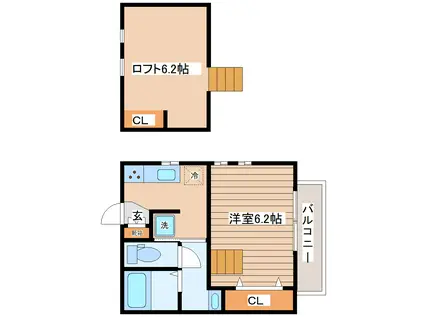 グレイスヴィラ(1K/2階)の間取り写真