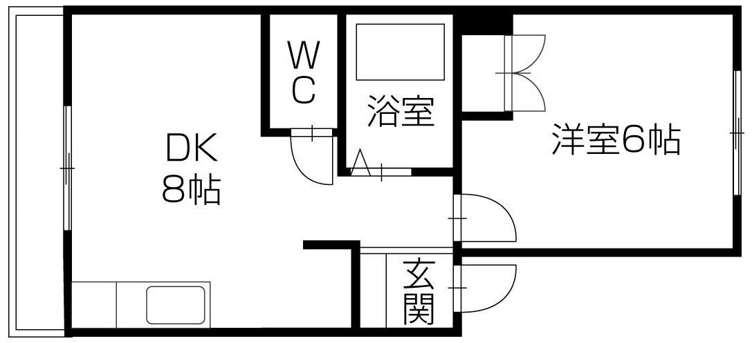 ファインハイツ富吉(1DK/2階)の間取り写真