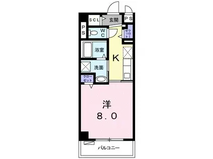 アンドーバーテラス金城 サウス(1K/3階)の間取り写真