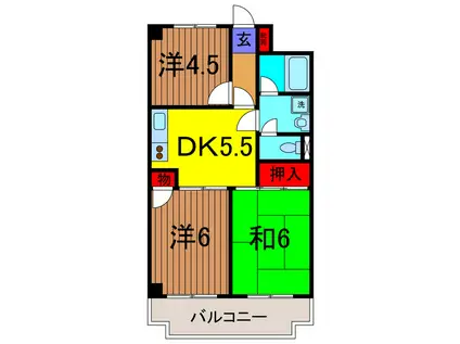 カーサ・ワカバヤシ(3DK/1階)の間取り写真