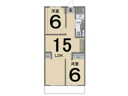 蜆橋ハイツ(2LDK/4階)の間取り写真