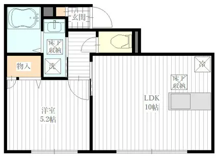 STATION FRONT 連坊(1LDK/1階)の間取り写真
