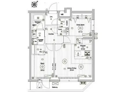 メイクスデザイン参宮橋(1SLDK/4階)の間取り写真