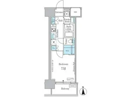 ヒヴィ・カーサ名駅西(1K/9階)の間取り写真