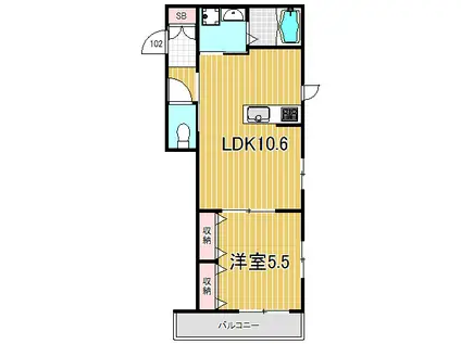 ヴィラメゾン荏原中延(1LDK/1階)の間取り写真