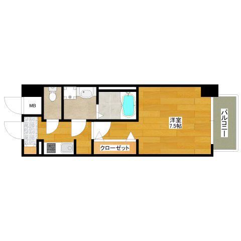 S-RESIDENCE江坂ALEGRIA(1K/8階)の間取り写真