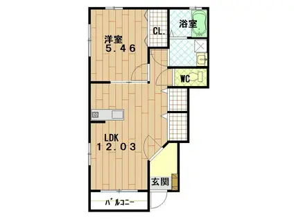 ANGEL ANJU(1LDK/1階)の間取り写真