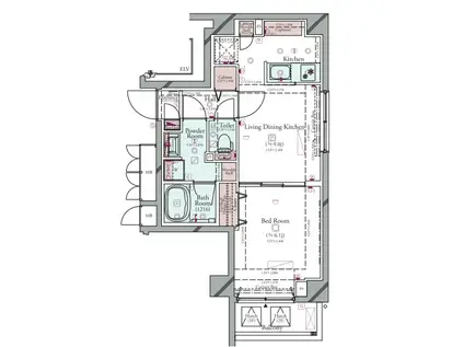コンシェリア清澄白河 THE RESIDENCE(1LDK/3階)の間取り写真