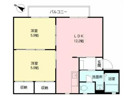 ディアスA&I (2LDK/2階)の間取り写真