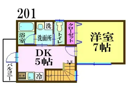ツインズ(1DK/2階)の間取り写真