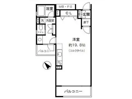 コリーヌ白銀(ワンルーム/2階)の間取り写真
