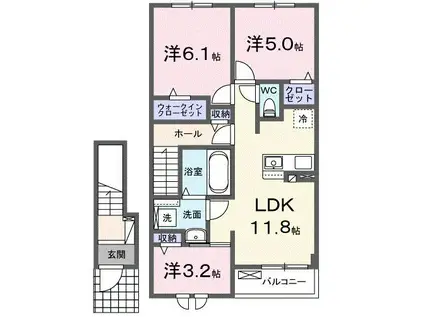ティール(3LDK/2階)の間取り写真