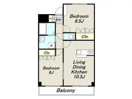 アイリス(2LDK/2階)の間取り写真