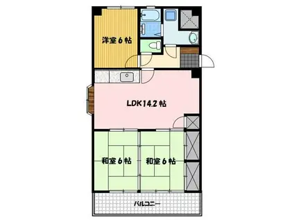 サンロード富士(3LDK/2階)の間取り写真