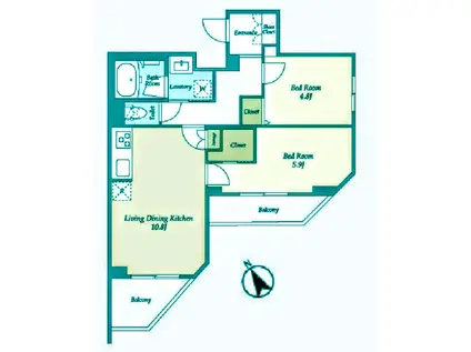 エストゥルース馬込(2LDK/3階)の間取り写真