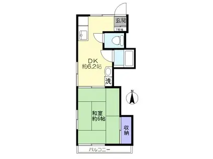 美大荘(1DK/1階)の間取り写真